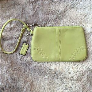 Authentic Coach lime green Wristlet